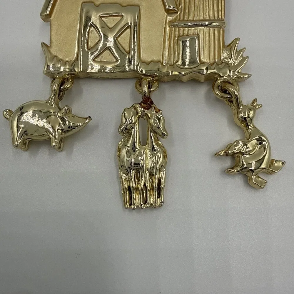 Vintage Barn Charms Brooch Pin Antique Estate Style Lot Find - Unsigned